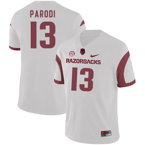 Men #13 Nathan Parodi Arkansas Razorbacks College Football Jerseys Sale-White